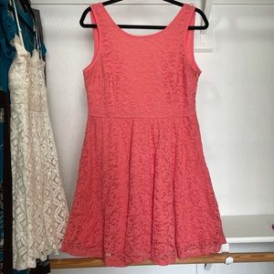 Coral lace dress